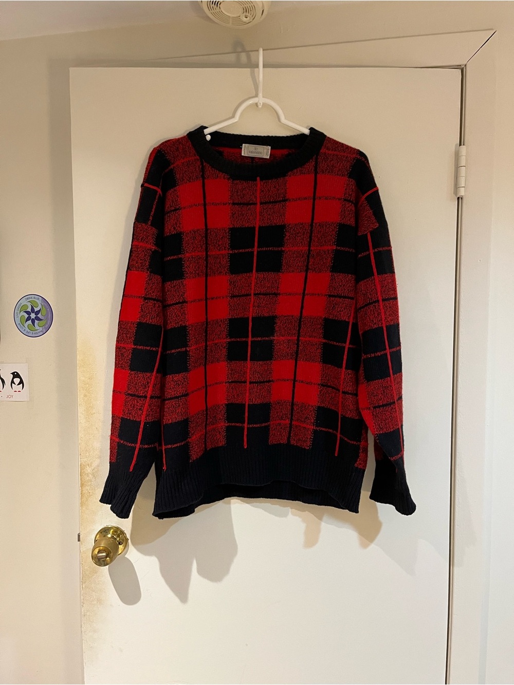 Valentino Cotton Checkered Crew Neck Sweater.